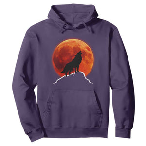 Howling Wolf Crimson Blood Moon Hoodie Mountain Wildlife Nature Graphic TS02 Purple Print Your Wear