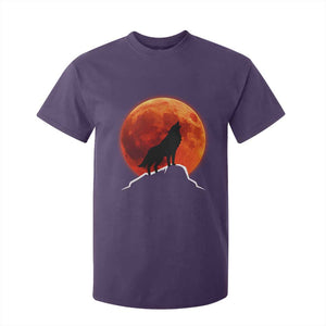Howling Wolf Crimson Blood Moon T Shirt For Kid Mountain Wildlife Nature Graphic TS02 Purple Print Your Wear