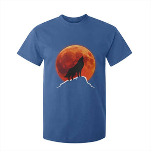 Howling Wolf Crimson Blood Moon T Shirt For Kid Mountain Wildlife Nature Graphic TS02 Royal Blue Print Your Wear