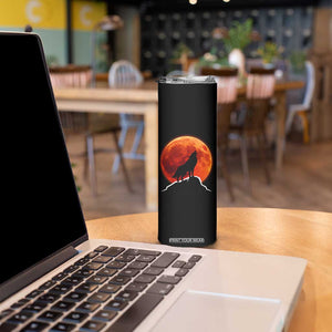 Howling Wolf Crimson Blood Moon Skinny Tumbler Mountain Wildlife Nature Graphic TS02 Print Your Wear