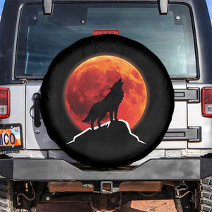 Howling Wolf Crimson Blood Moon Spare Tire Cover Mountain Wildlife Nature Graphic TS02 No hole Black Print Your Wear
