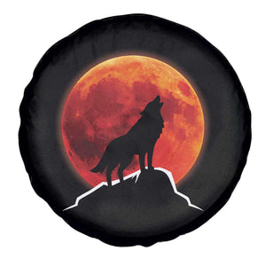 Howling Wolf Crimson Blood Moon Spare Tire Cover Mountain Wildlife Nature Graphic TS02 Print Your Wear