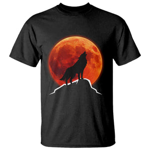 Howling Wolf Crimson Blood Moon T Shirt Mountain Wildlife Nature Graphic TS02 Black Print Your Wear