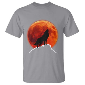 Howling Wolf Crimson Blood Moon T Shirt Mountain Wildlife Nature Graphic TS02 Sport Gray Print Your Wear