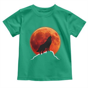 Howling Wolf Crimson Blood Moon Toddler T Shirt Mountain Wildlife Nature Graphic TS02 Irish Green Print Your Wear