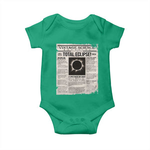 Retro Vintage Science Magazine Total Solar Eclipse 2024 Baby Onesie Historic Totality Astronomy Geek Memorabilia TS02 Irish Green Print Your Wear