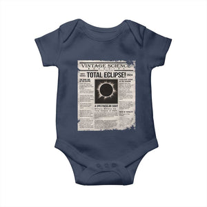 Retro Vintage Science Magazine Total Solar Eclipse 2024 Baby Onesie Historic Totality Astronomy Geek Memorabilia TS02 Navy Print Your Wear