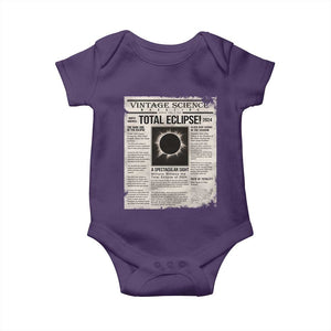 Retro Vintage Science Magazine Total Solar Eclipse 2024 Baby Onesie Historic Totality Astronomy Geek Memorabilia TS02 Purple Print Your Wear