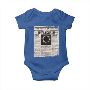 Retro Vintage Science Magazine Total Solar Eclipse 2024 Baby Onesie Historic Totality Astronomy Geek Memorabilia TS02 Royal Blue Print Your Wear