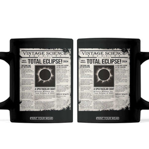 Retro Vintage Science Magazine Total Solar Eclipse 2024 Coffee Mug Historic Totality Astronomy Geek Memorabilia TS02 Black Print Your Wear