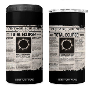 Retro Vintage Science Magazine Total Solar Eclipse 2024 4 in 1 Can Cooler Tumbler Historic Totality Astronomy Geek Memorabilia TS02 One Size: 16 oz Black Print Your Wear
