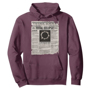 Retro Vintage Science Magazine Total Solar Eclipse 2024 Hoodie Historic Totality Astronomy Geek Memorabilia TS02 Maroon Print Your Wear