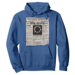 Retro Vintage Science Magazine Total Solar Eclipse 2024 Hoodie Historic Totality Astronomy Geek Memorabilia TS02 Royal Blue Print Your Wear