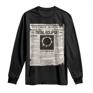 Retro Vintage Science Magazine Total Solar Eclipse 2024 Long Sleeve Shirt Historic Totality Astronomy Geek Memorabilia TS02 Black Print Your Wear