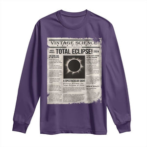 Retro Vintage Science Magazine Total Solar Eclipse 2024 Long Sleeve Shirt Historic Totality Astronomy Geek Memorabilia TS02 Purple Print Your Wear
