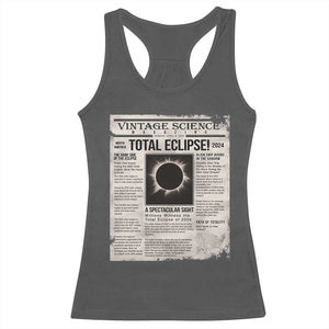 Retro Vintage Science Magazine Total Solar Eclipse 2024 Racerback Tank Top Historic Totality Astronomy Geek Memorabilia TS02 Dark Heather Print Your Wear