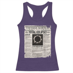 Retro Vintage Science Magazine Total Solar Eclipse 2024 Racerback Tank Top Historic Totality Astronomy Geek Memorabilia TS02 Purple Print Your Wear