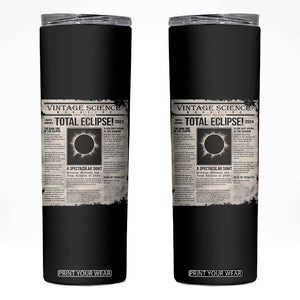 Retro Vintage Science Magazine Total Solar Eclipse 2024 Skinny Tumbler Historic Totality Astronomy Geek Memorabilia TS02 Black Print Your Wear