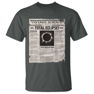 Retro Vintage Science Magazine Total Solar Eclipse 2024 T Shirt Historic Totality Astronomy Geek Memorabilia TS02 Dark Heather Print Your Wear