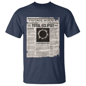 Retro Vintage Science Magazine Total Solar Eclipse 2024 T Shirt Historic Totality Astronomy Geek Memorabilia TS02 Navy Print Your Wear
