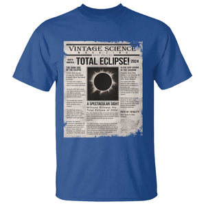 Retro Vintage Science Magazine Total Solar Eclipse 2024 T Shirt Historic Totality Astronomy Geek Memorabilia TS02 Royal Blue Print Your Wear