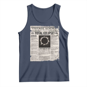 Retro Vintage Science Magazine Total Solar Eclipse 2024 Tank Top Historic Totality Astronomy Geek Memorabilia TS02 Navy Print Your Wear