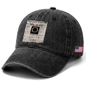 Retro Vintage Science Magazine Total Solar Eclipse 2024 Washed Cotton Baseball Cap Historic Totality Astronomy Geek Memorabilia TS02 Print Your Wear