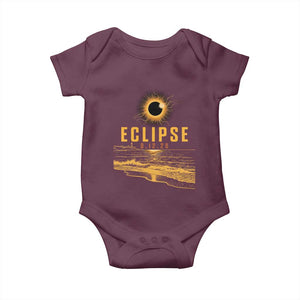 Total Solar Eclipse August 12 2026 Celestial Totality Baby Onesie Ocean Beach View Astronomy Souvenir TS02 Maroon Print Your Wear