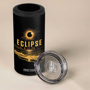 Total Solar Eclipse August 12 2026 Celestial Totality 4 in 1 Can Cooler Tumbler Ocean Beach View Astronomy Souvenir TS02 Print Your Wear