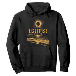 Total Solar Eclipse August 12 2026 Celestial Totality Hoodie Ocean Beach View Astronomy Souvenir TS02 Black Print Your Wear
