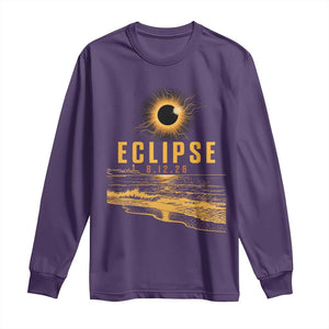 Total Solar Eclipse August 12 2026 Celestial Totality Long Sleeve Shirt Ocean Beach View Astronomy Souvenir TS02 Purple Print Your Wear