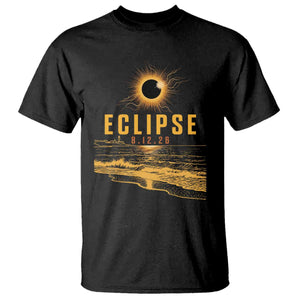 Total Solar Eclipse August 12 2026 Celestial Totality T Shirt Ocean Beach View Astronomy Souvenir TS02 Black Print Your Wear