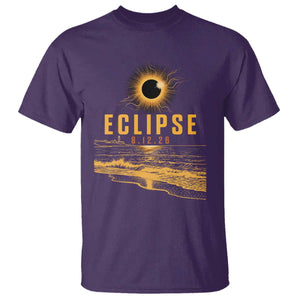 Total Solar Eclipse August 12 2026 Celestial Totality T Shirt Ocean Beach View Astronomy Souvenir TS02 Purple Print Your Wear