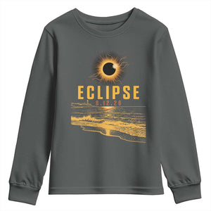 Total Solar Eclipse August 12 2026 Celestial Totality Youth Sweatshirt Ocean Beach View Astronomy Souvenir TS02 Dark Heather Print Your Wear