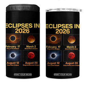Eclipses in 2026 Celestial Calendar Infographic 4 in 1 Can Cooler Tumbler Space Nerd Astronomy Gift Astrology Lover TS02 One Size: 16 oz Black Print Your Wear