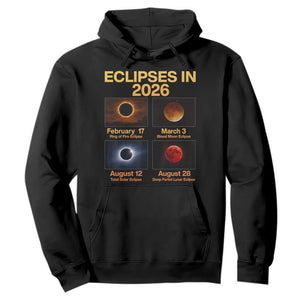 Eclipses in 2026 Celestial Calendar Infographic Hoodie Space Nerd Astronomy Gift Astrology Lover TS02 Black Print Your Wear