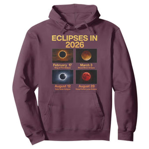 Eclipses in 2026 Celestial Calendar Infographic Hoodie Space Nerd Astronomy Gift Astrology Lover TS02 Maroon Print Your Wear