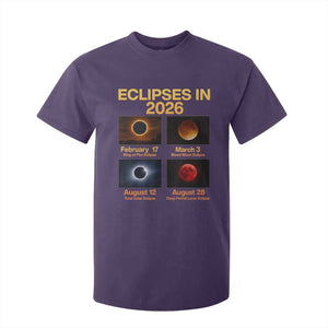 Eclipses in 2026 Celestial Calendar Infographic T Shirt For Kid Space Nerd Astronomy Gift Astrology Lover TS02 Purple Print Your Wear