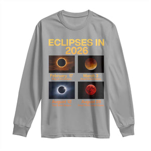 Eclipses in 2026 Celestial Calendar Infographic Long Sleeve Shirt Space Nerd Astronomy Gift Astrology Lover TS02 Sport Gray Print Your Wear