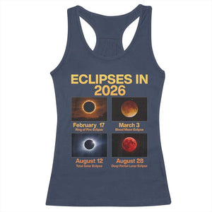 Eclipses in 2026 Celestial Calendar Infographic Racerback Tank Top Space Nerd Astronomy Gift Astrology Lover TS02 Navy Print Your Wear