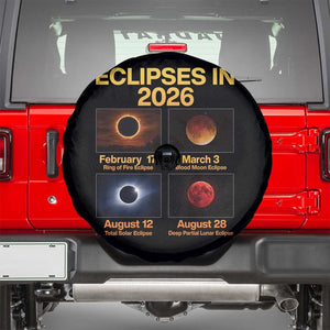 Eclipses in 2026 Celestial Calendar Infographic Spare Tire Cover Space Nerd Astronomy Gift Astrology Lover TS02 Black Print Your Wear