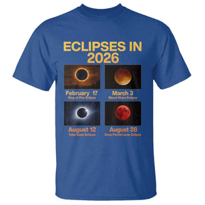 Eclipses in 2026 Celestial Calendar Infographic T Shirt Space Nerd Astronomy Gift Astrology Lover TS02 Royal Blue Print Your Wear
