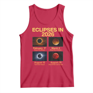 Eclipses in 2026 Celestial Calendar Infographic Tank Top Space Nerd Astronomy Gift Astrology Lover TS02 Red Print Your Wear