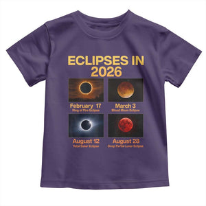 Eclipses in 2026 Celestial Calendar Infographic Toddler T Shirt Space Nerd Astronomy Gift Astrology Lover TS02 Purple Print Your Wear