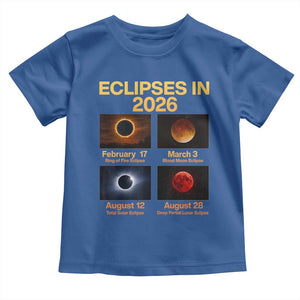 Eclipses in 2026 Celestial Calendar Infographic Toddler T Shirt Space Nerd Astronomy Gift Astrology Lover TS02 Royal Blue Print Your Wear
