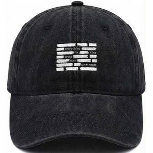 Everything Is Fine Trust Your Government Washed Cotton Baseball Cap Sarcastic Flag Political Satire Humor TS02 Washed Cap Universal Fit Black Print Your Wear