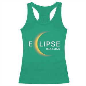 Minimalist 2026 Total Solar Eclipse Racerback Tank Top August 12 Totality Astronomy Souvenir TS02 Irish Green Print Your Wear