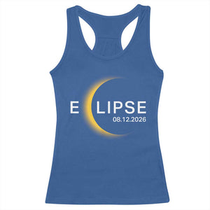 Minimalist 2026 Total Solar Eclipse Racerback Tank Top August 12 Totality Astronomy Souvenir TS02 Royal Blue Print Your Wear