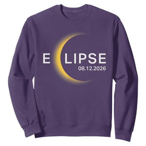 Minimalist 2026 Total Solar Eclipse Sweatshirt August 12 Totality Astronomy Souvenir TS02 Purple Print Your Wear