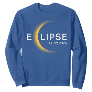 Minimalist 2026 Total Solar Eclipse Sweatshirt August 12 Totality Astronomy Souvenir TS02 Royal Blue Print Your Wear